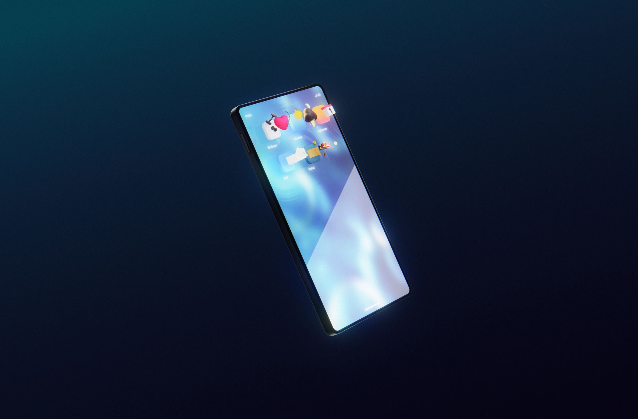 Smartphone with app icons emerging from the screen
